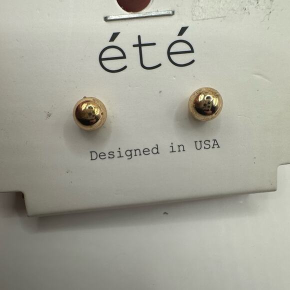 ETE Leaf Beaded Long Pendant Necklace Stud Ball Earrings Set NWT Gold tone grey - Picture 6 of 12